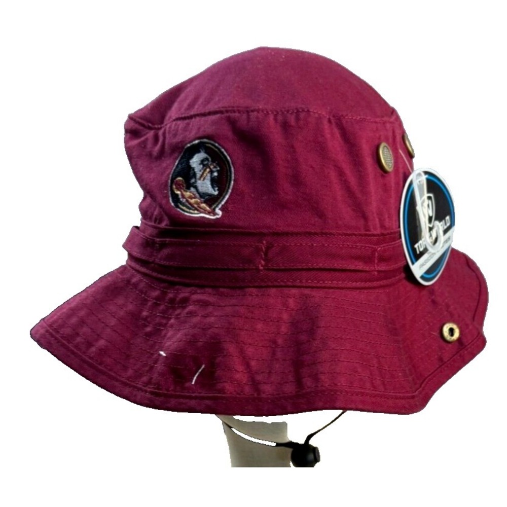Top‎ The World Florida State University Seminoles Logo Angler Red Bucket Hat NEW